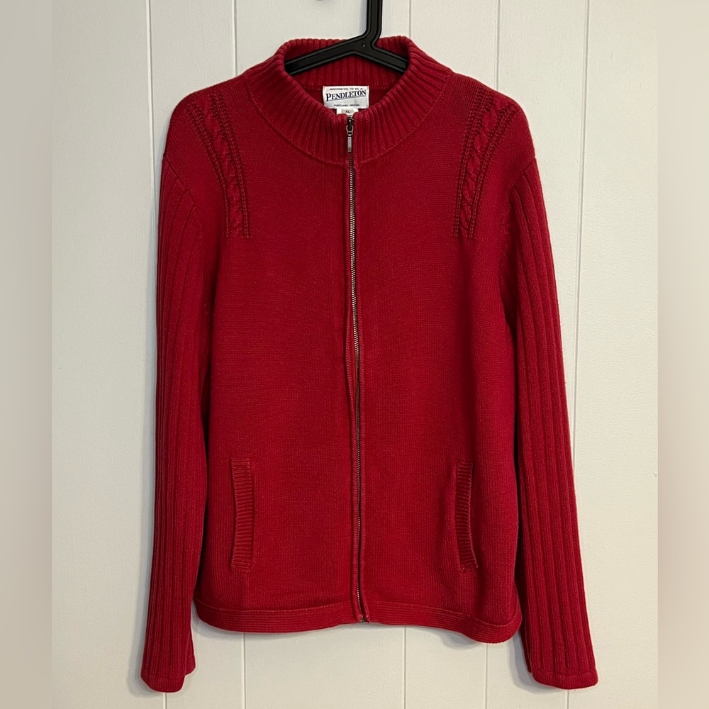 Pendleton women's red full-zip cardigan sweater Size XL‎